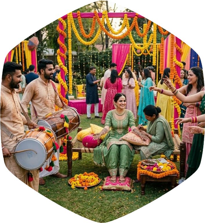 Mehendi Ceremony Dhol Wala in Jaipur Delhi NCR